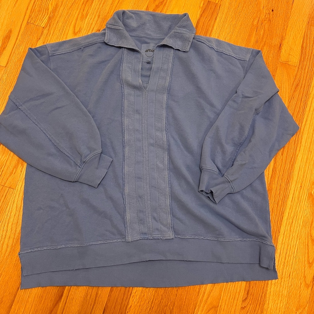 Aerie Blue Textured Sweatshirt